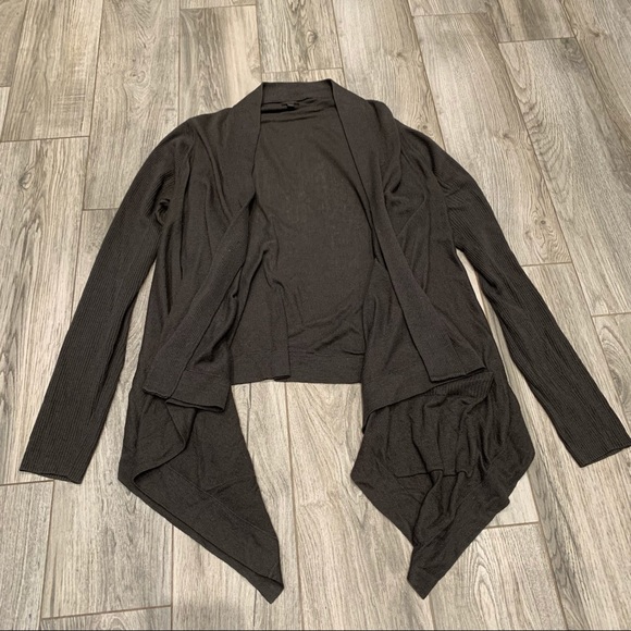 Talula Babaton Open Drape Waterfall Cardigan, Dark/Charcoal Gray in Medium - Picture 7 of 11